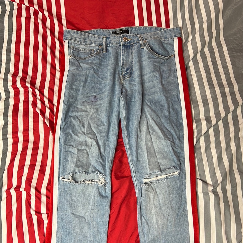 Mens “Forever 21” Red & White Lined Denim